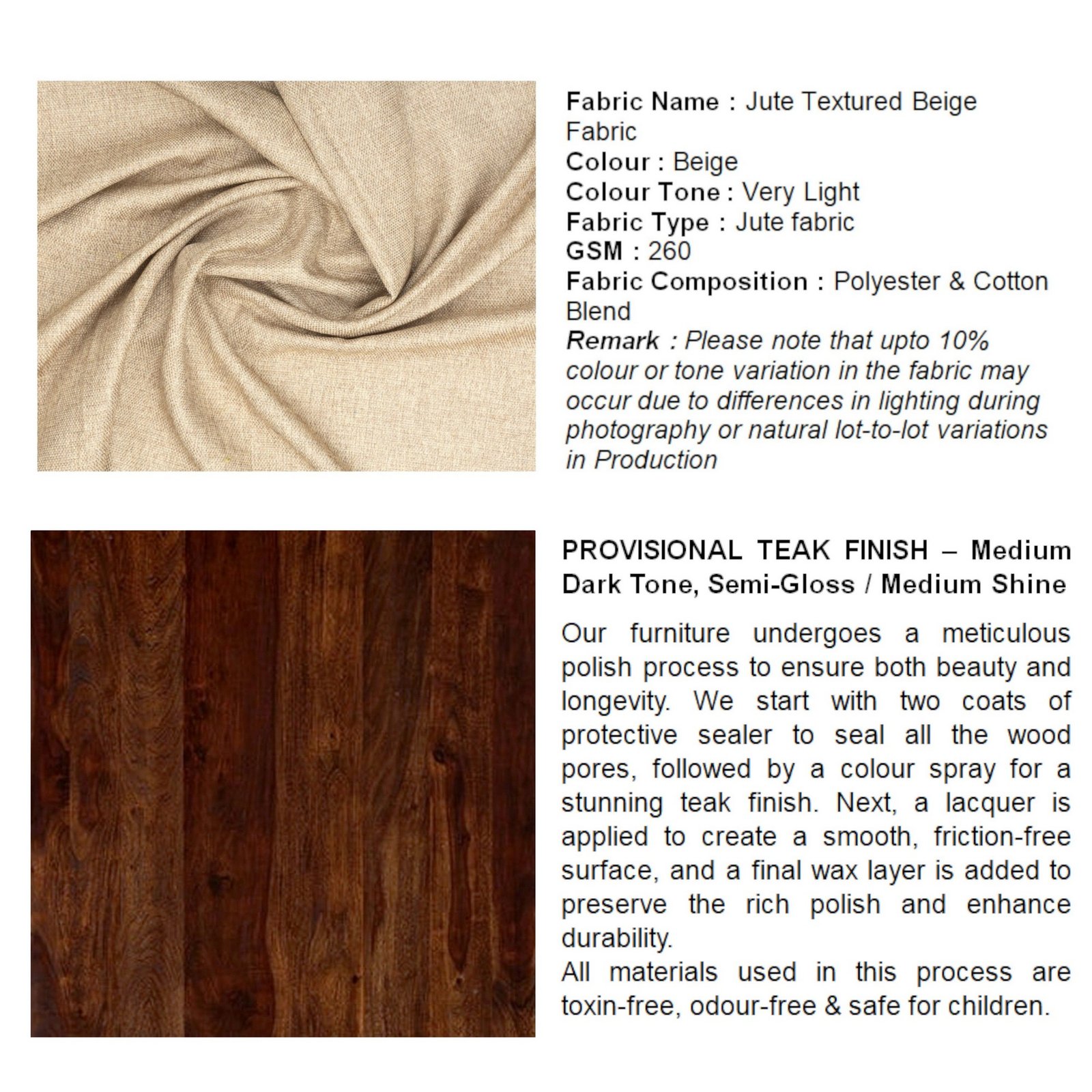 Ikiriya Palladio Sheesham Wood Accent Coffee Table Set with 4 Stools in Provisional Teak Finish with Jute Beige Cushions - Image 6