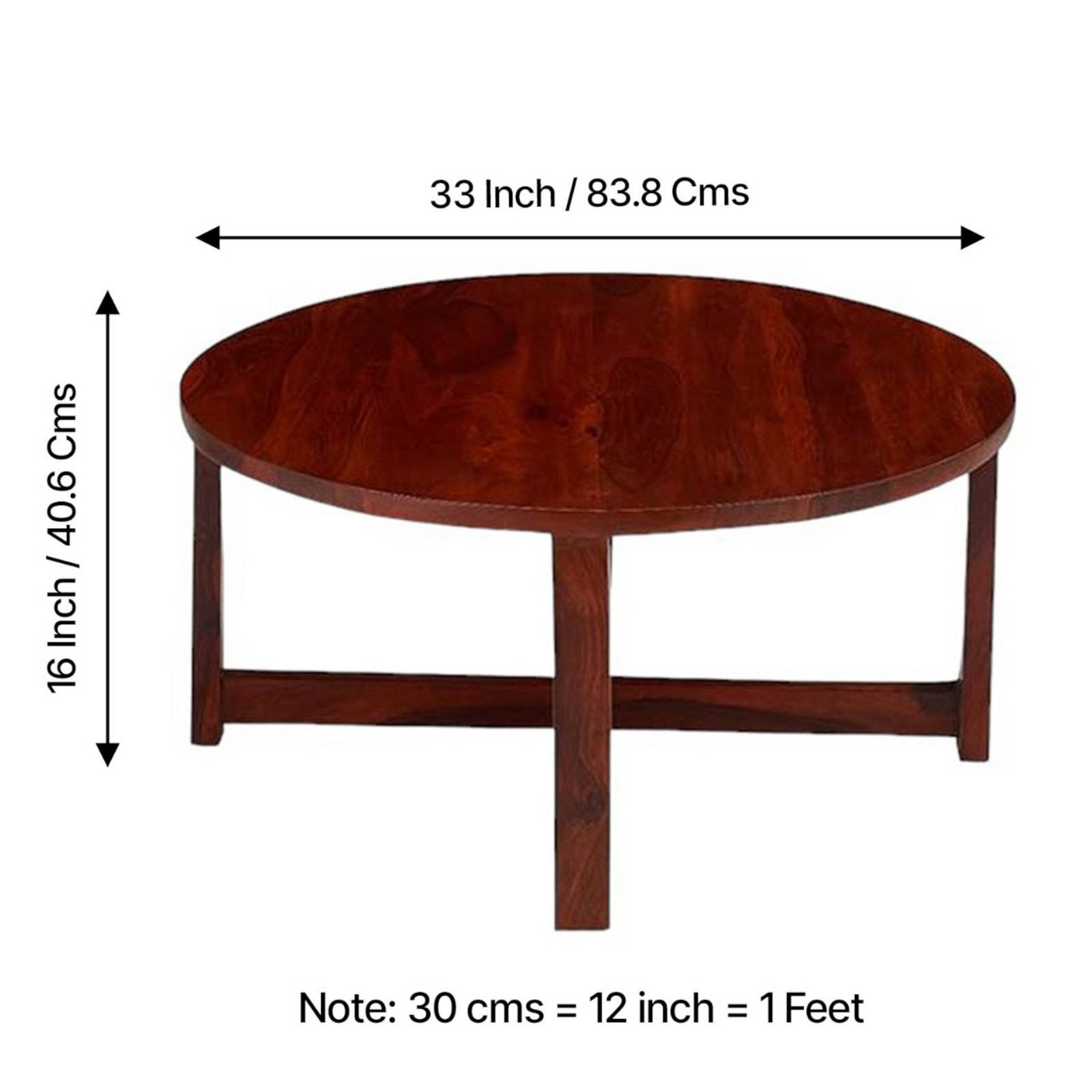 Ikiriya Nashville Sheesham Wood Accent Coffee Table Set with 4 Stools in Honey Finish with Jute White Cushions - Image 3