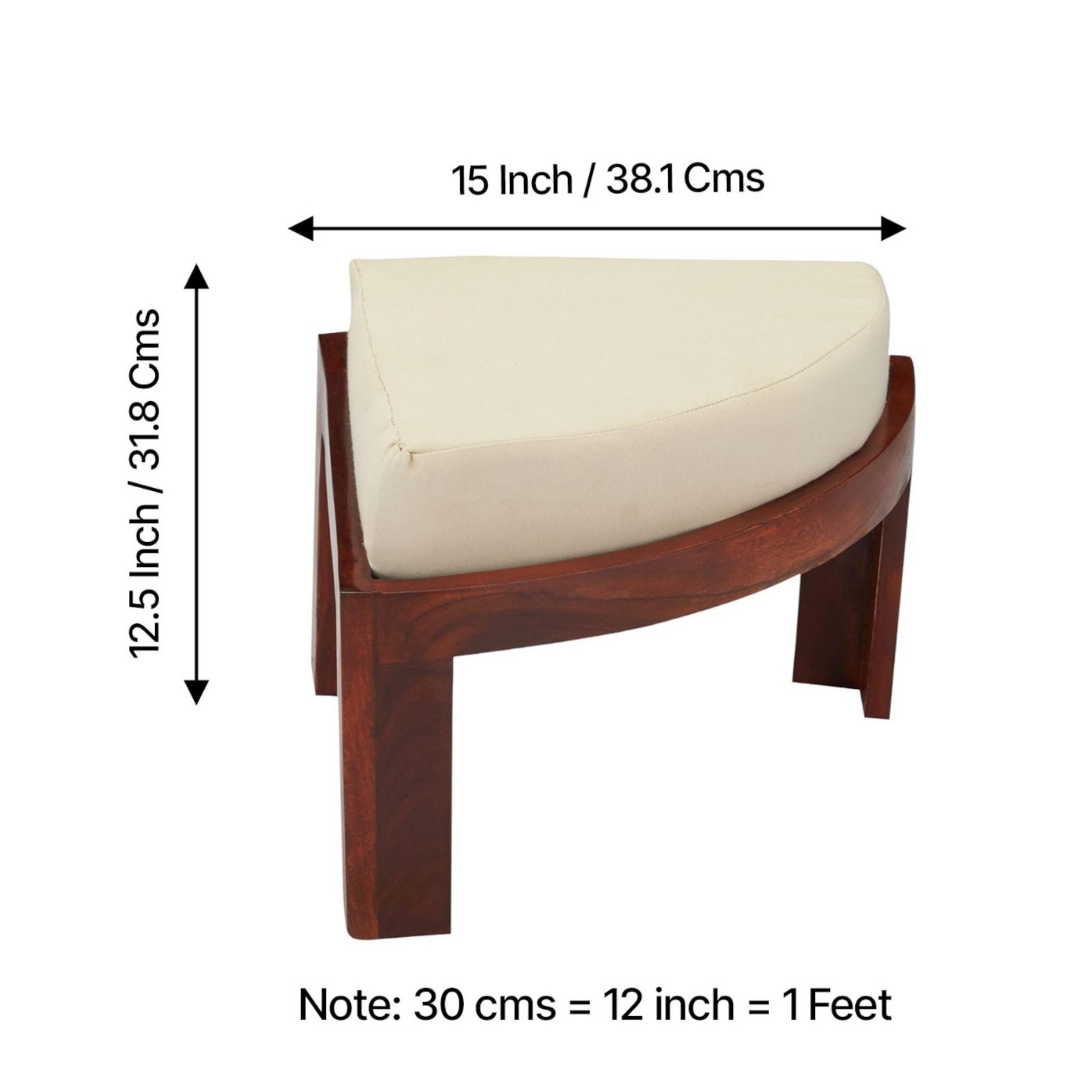 Ikiriya Nashville Sheesham Wood Accent Coffee Table Set with 4 Stools in Honey Finish with Jute White Cushions - Image 4