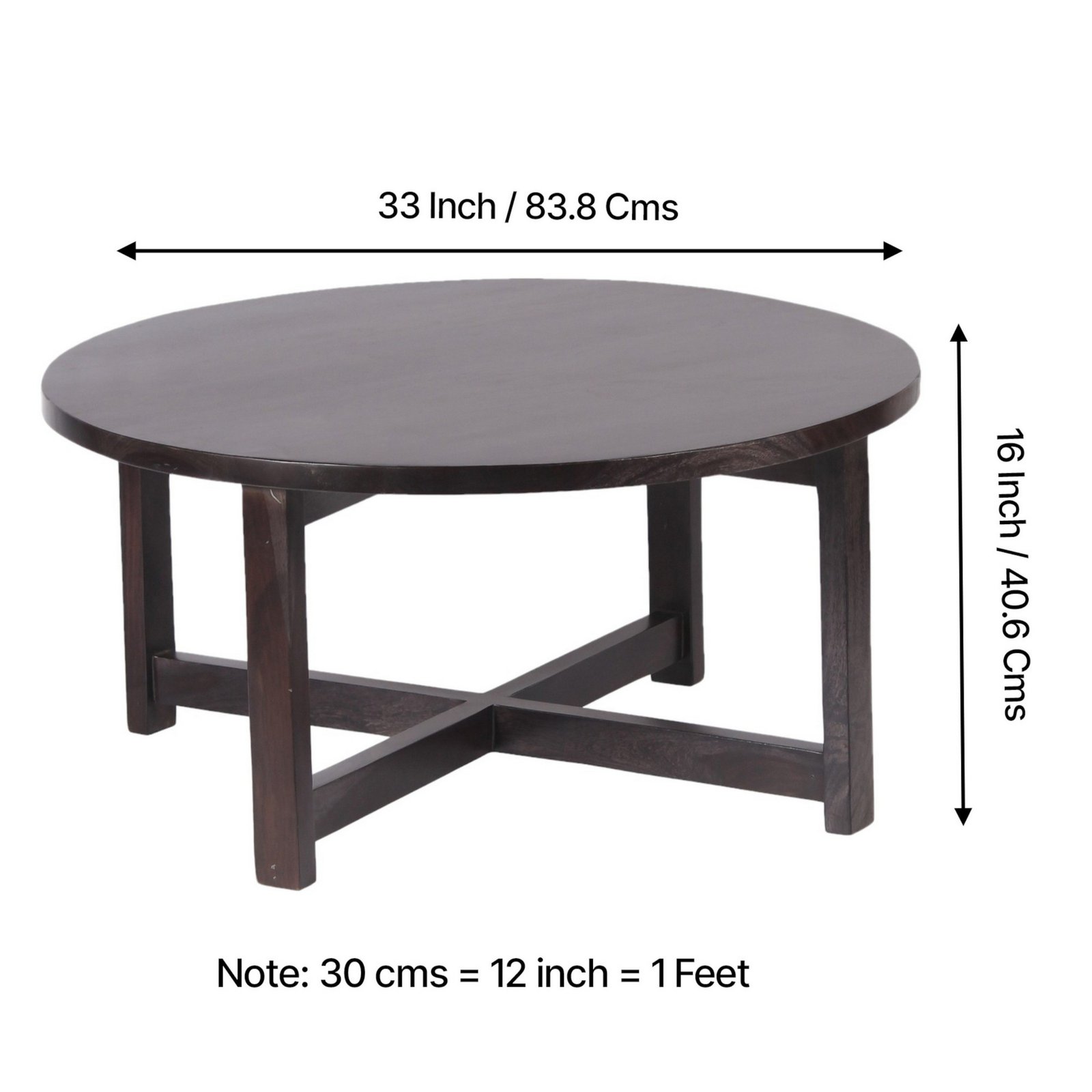 Ikiriya Nashville Sheesham Wood Bohemian Coffee Table Set with 4 Stools in Dark Mahagony Finish with Israel Print Patchwork Kantha Cushions - Image 4