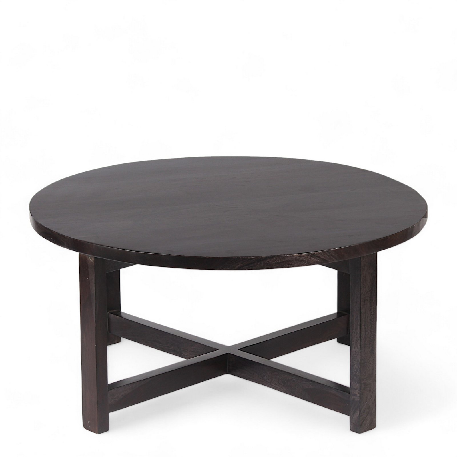 Ikiriya Nashville Sheesham Wood Bohemian Coffee Table Set with 4 Stools in Dark Mahagony Finish with Israel Print Patchwork Kantha Cushions - Image 9