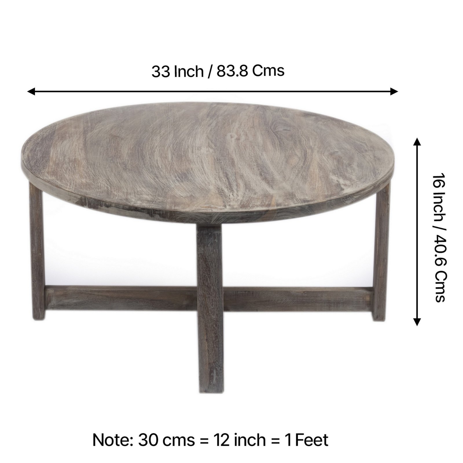 Ikiriya Nashville Sheesham Wood Country Side Coffee Table Set with 4 Stools in Antique Grey Finish with indigo Patchwork Kantha Cushions - Image 4