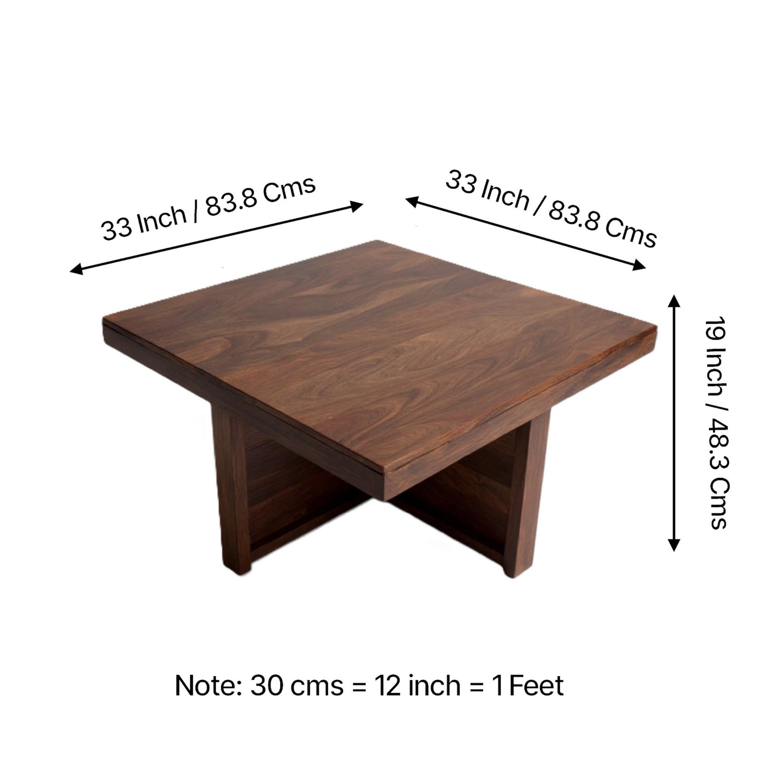 Ikiriya Nordic Sheesham Wood Accent Coffee Table Set with 4 Stools in Provisional Teak Finish with Brown Leatherite Cushions - Image 5