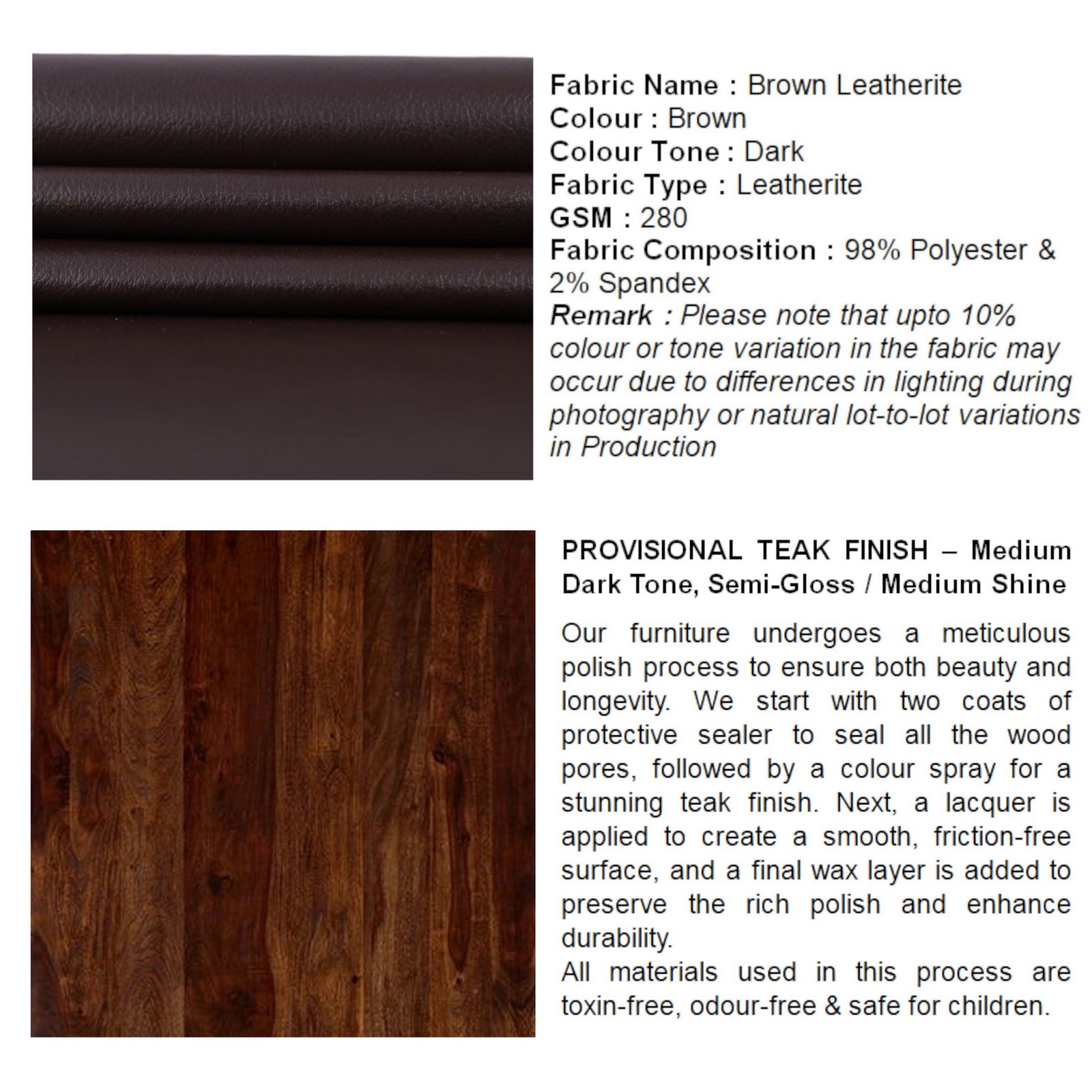 Ikiriya Nordic Sheesham Wood Accent Coffee Table Set with 4 Stools in Provisional Teak Finish with Brown Leatherite Cushions - Image 7