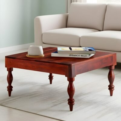 Ikiriya Sydney Sheesham Wood Contemporary Square Coffee Table in Honey Finish