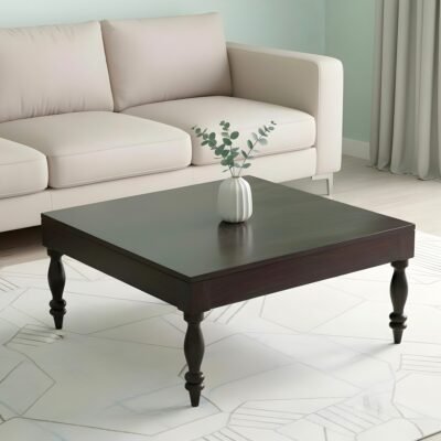 Ikiriya Sydney Sheesham Wood Contemporary Square Coffee Table in Dark Mahagony Finish