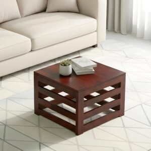 Ikiriya Kingsville Sheesham Wood Contemporary Square Coffee Table in Honey Finish