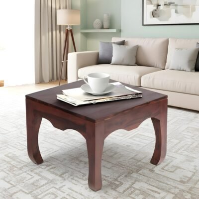 Ikiriya Lyon Sheesham Wood Contemporary Square Coffee Table in Dark Walnut Finish