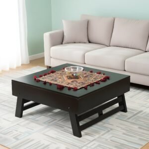 Ikiriya Bradford Sheesham Wood Contemporary Square Foldable Coffee Table in Extra Dark Mahagony Finish