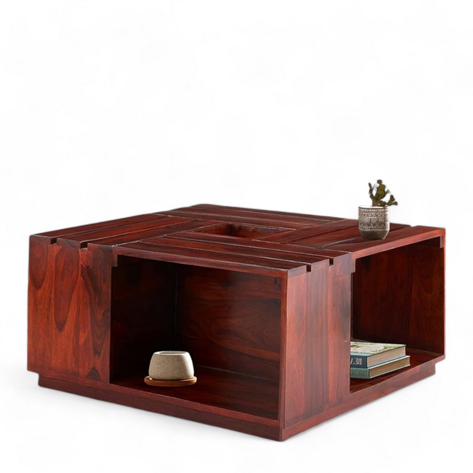 Ikiriya Milan Sheesham Wood Accent Square Coffee Table in Honey Finish - Image 2