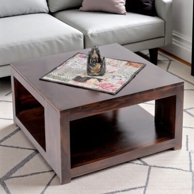 Ikiriya Milan Sheesham Wood Contemporary Square Coffee Table in Dark Walnut Finish