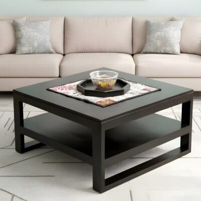 Ikiriya Turin Sheesham Wood Contemporary Square Coffee Table in Extra Dark Mahagony Finish