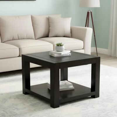 Ikiriya Lisbon Sheesham Wood Contemporary Square Tea Table / Coffee Table in Extra Dark Mahagony Finish