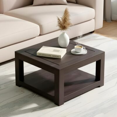 Ikiriya Lisbon Sheesham Wood Contemporary Square Tea Table / Coffee Table in Dark Mahagony Finish