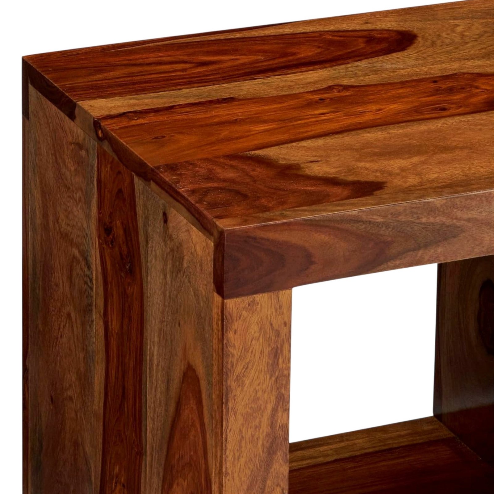 Ikiriya Berlin Sheesham Wood Contemporary Rectangle End Table/ Side Table in Natural Teak Finish - Image 8
