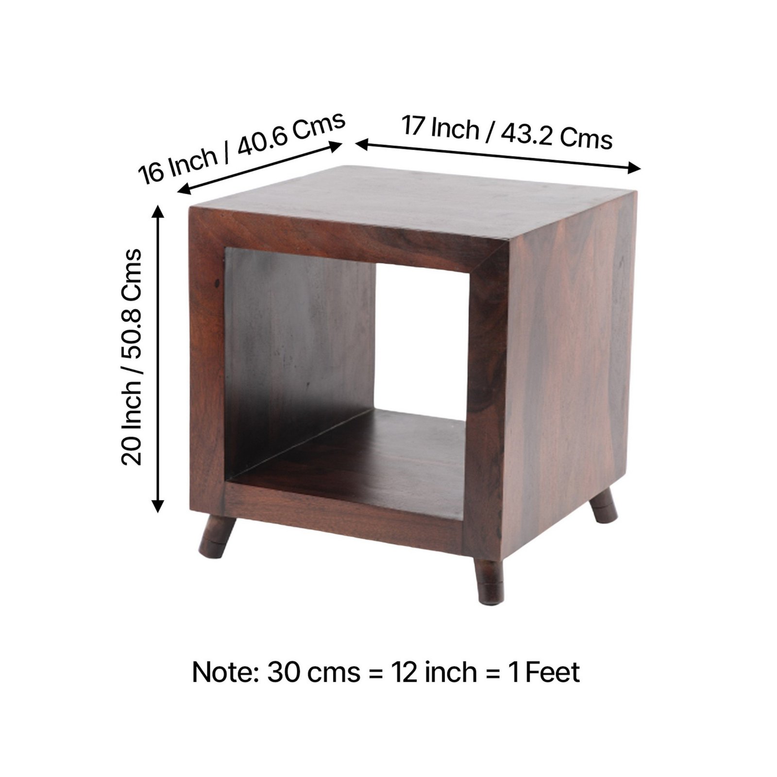 Ikiriya Berlin Sheesham Wood Contemporary Rectangle End Table/ Side Table in Dark Walnut Finish - Image 4