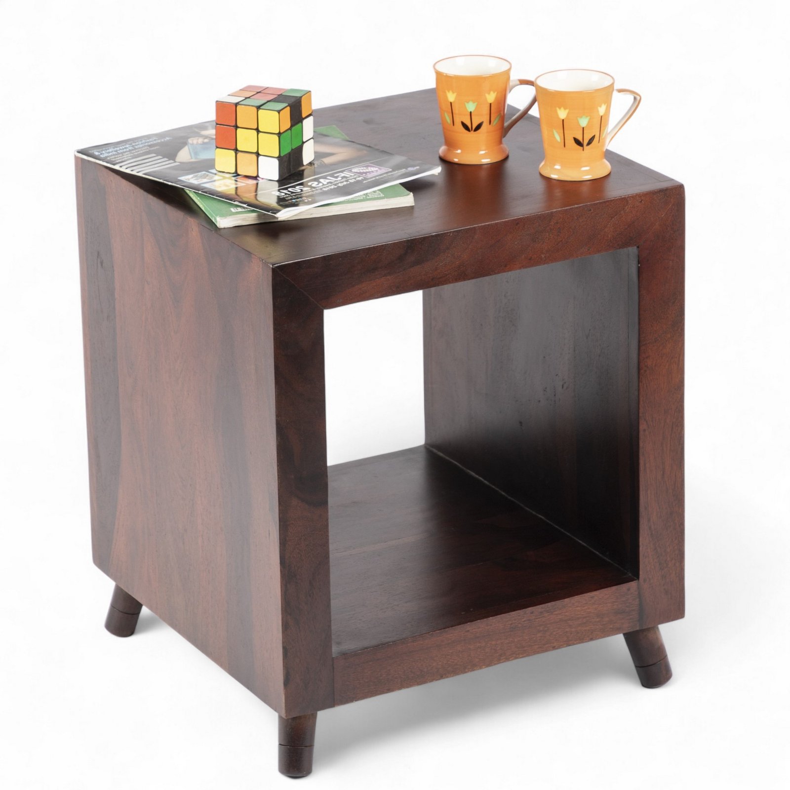 Ikiriya Berlin Sheesham Wood Contemporary Rectangle End Table/ Side Table in Dark Walnut Finish - Image 8
