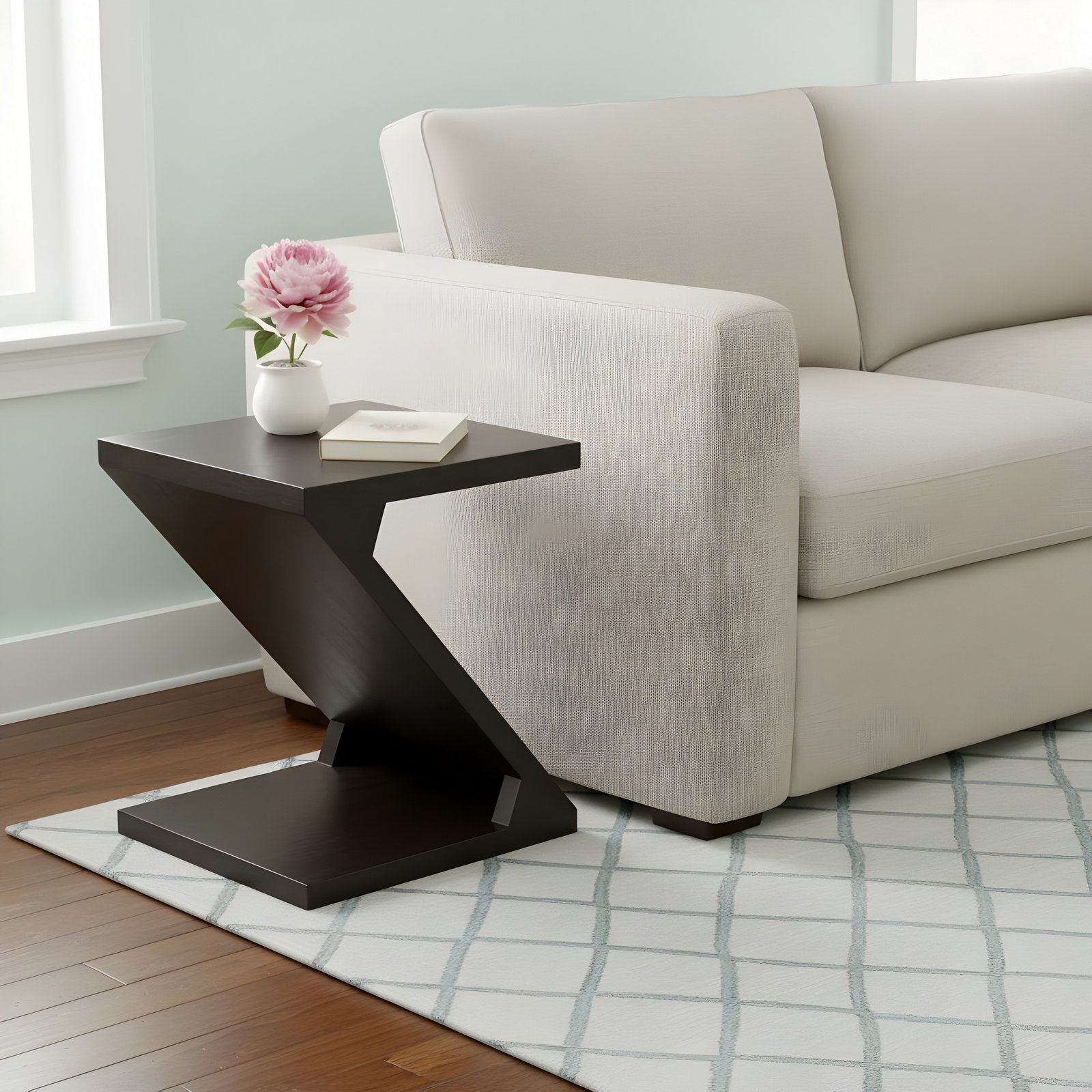 Ikiriya Berlin Sheesham Wood Contemporary Rectangle End Table/ Side Table in Extra Dark Mahagony Finish