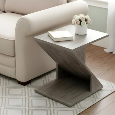 Ikiriya Berlin Sheesham Wood Parisian Rectangle End Table/ Side Table in Antique Grey Finish