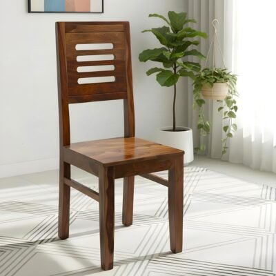 Ikiriya Oliver Sheesham Wood Accent Dining Chair in Teak Finish