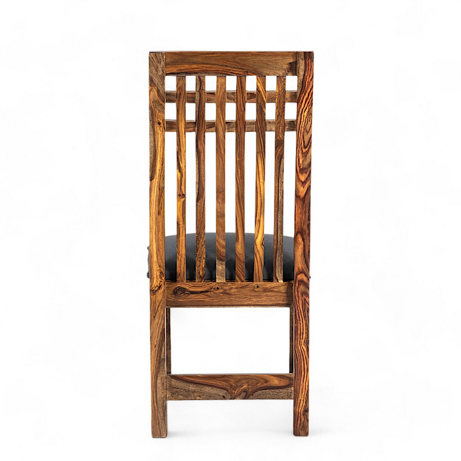 Ikiriya Columbus Sheesham Wood Accent Dining Chair in Anchor Grey Fabric Cushioning with Teak Finish - Image 4