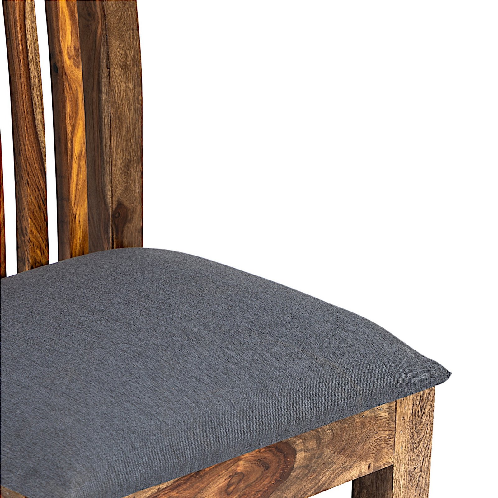 Ikiriya Columbus Sheesham Wood Accent Dining Chair in Anchor Grey Fabric Cushioning with Teak Finish - Image 9