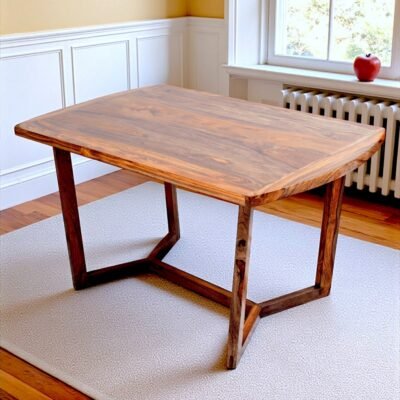 Ikiriya Columbus Sheesham Wood Contemporary Dining Table in Teak Finish