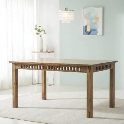 Ikiriya Oakmont Sheesham Wood Contemporary Dining Table in Teak Finish