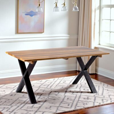 Ikiriya Rosslyn Sheesham Wood Contemporary Dining Table in Teak Finish