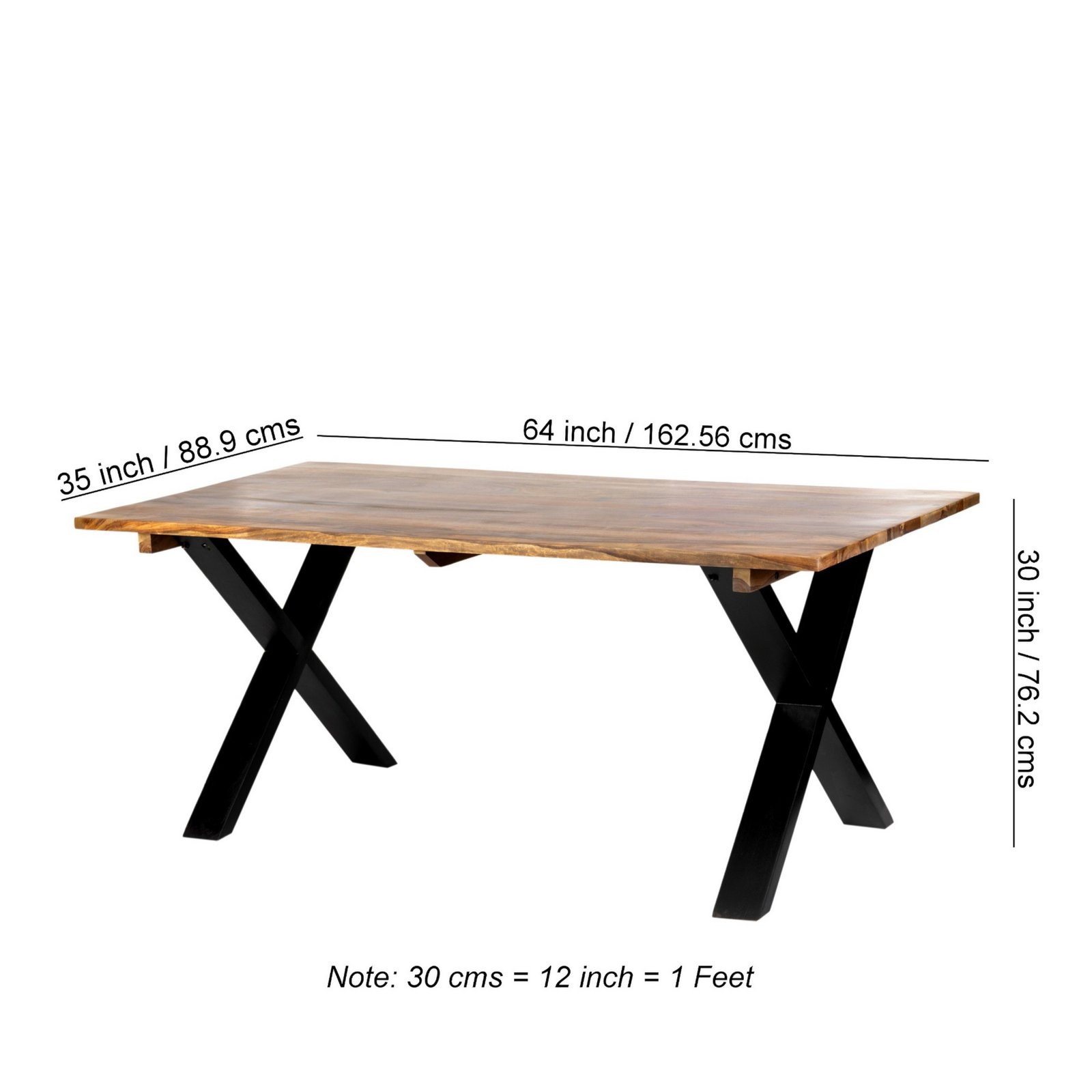 Ikiriya Rosslyn Sheesham Wood Contemporary Dining Table in Teak Finish - Image 5