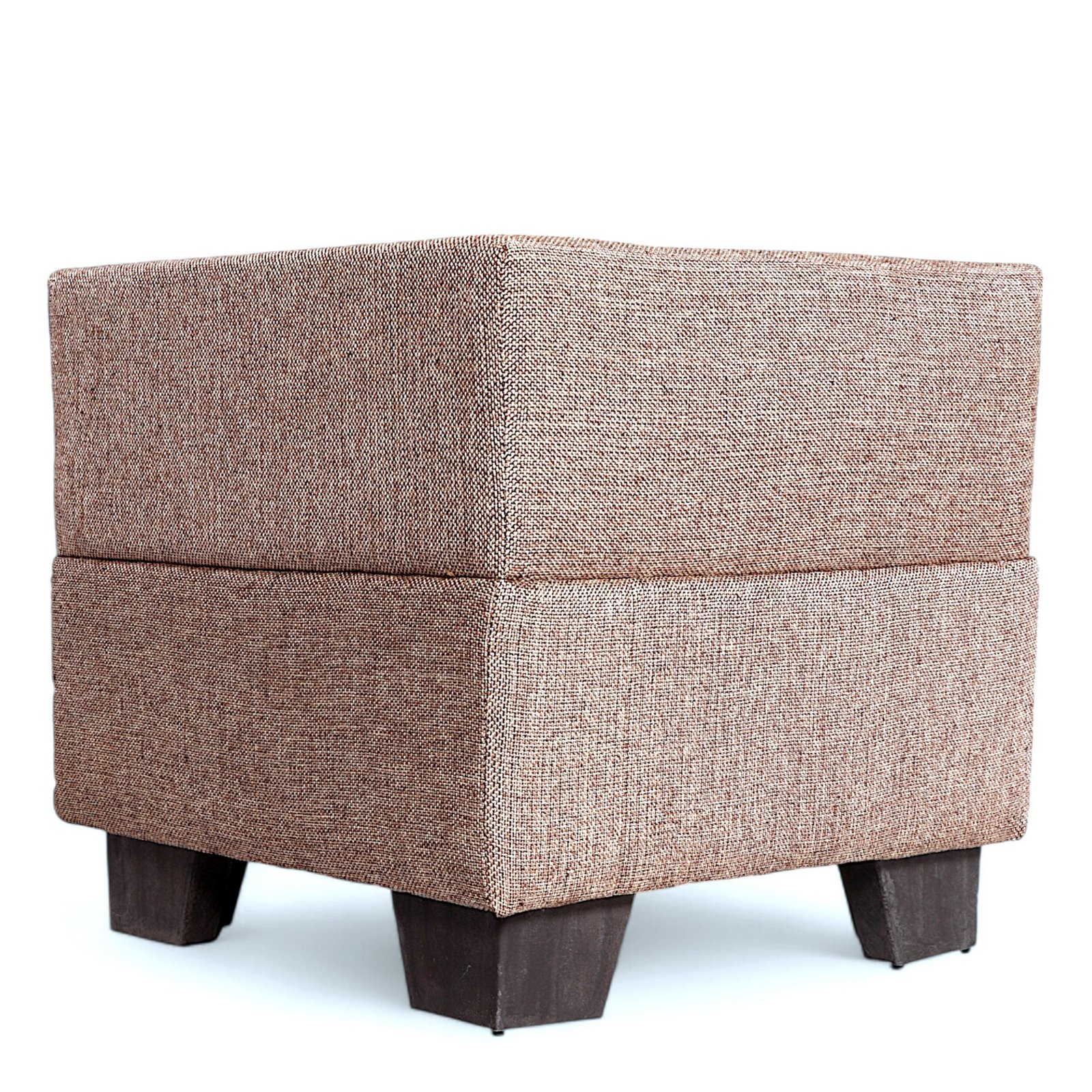 Ikiriya Iris Solid Wood Contemporary Square Set of 2 Pouffees in Jute Beige Upholstery - Image 2