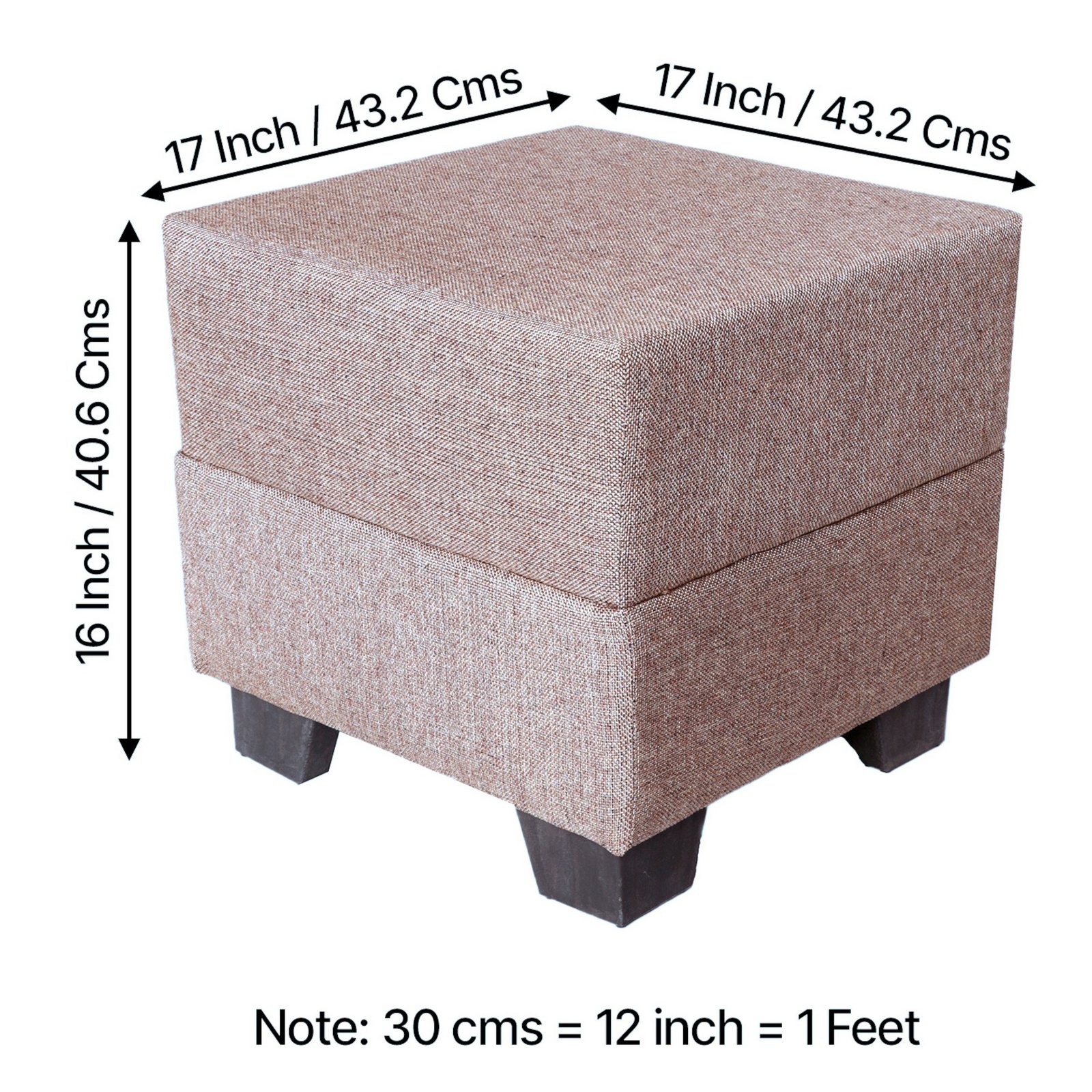 Ikiriya Iris Solid Wood Contemporary Square Set of 2 Pouffees in Jute Beige Upholstery - Image 4