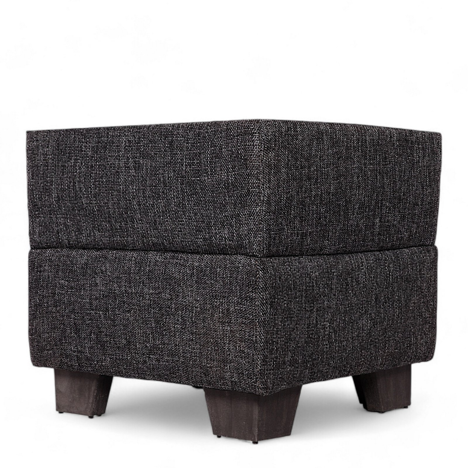Ikiriya Iris Solid Wood Contemporary Square Pouffee in Jute Black Upholstery - Image 2