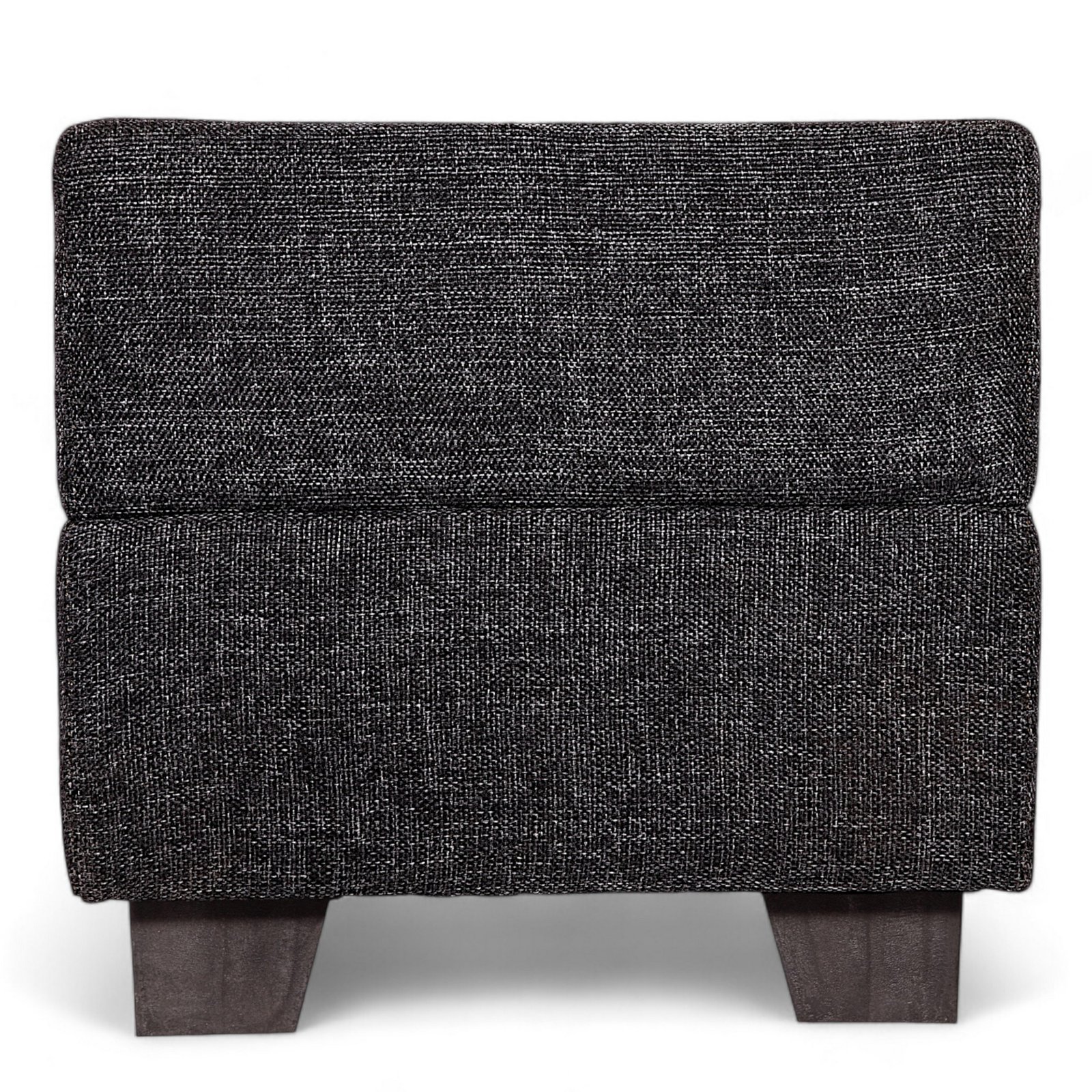 Ikiriya Iris Solid Wood Contemporary Square Pouffee in Jute Black Upholstery - Image 3