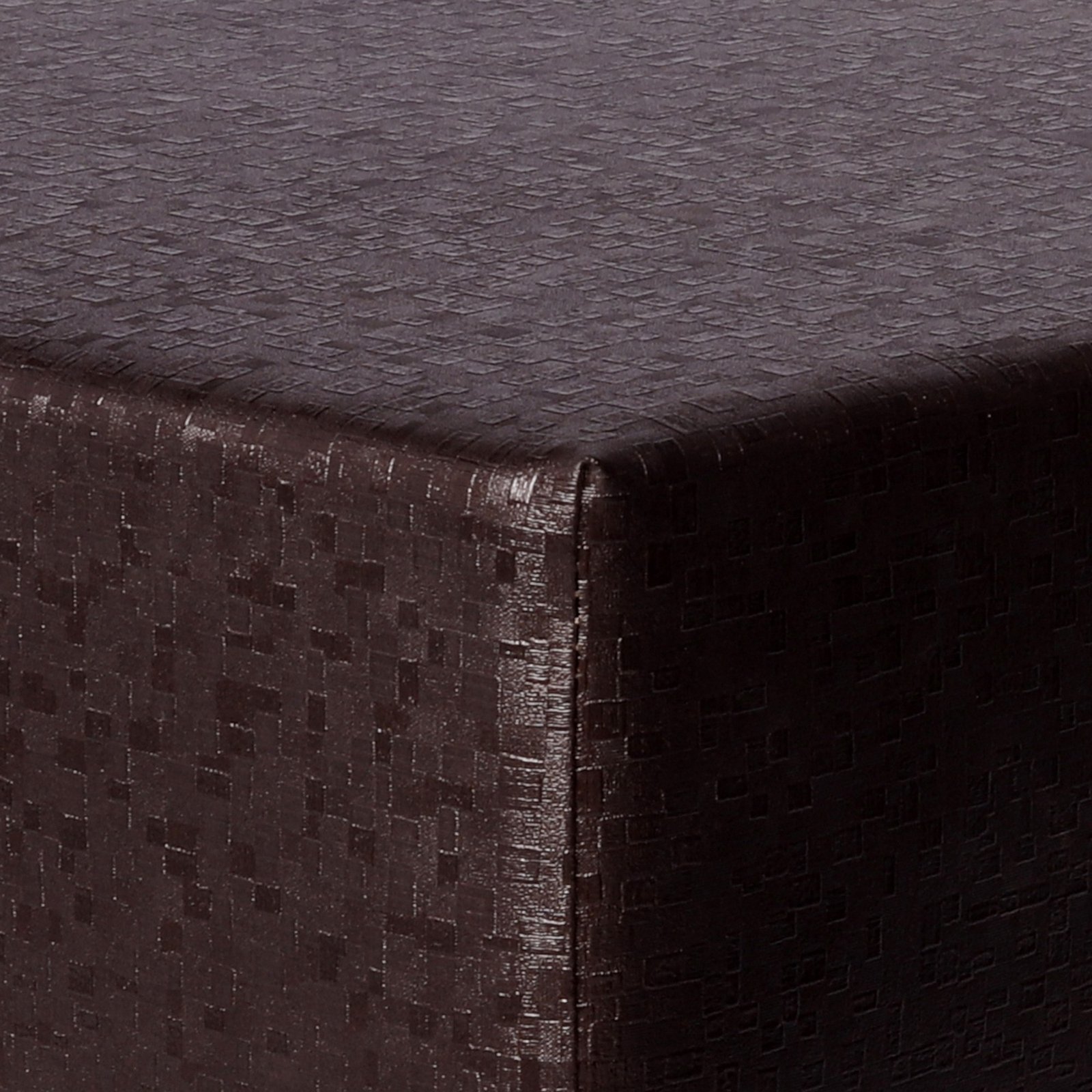 Ikiriya Iris Solid Wood Contemporary Square Set of 2 Pouffees in Brown Leatherite Upholstery - Image 6