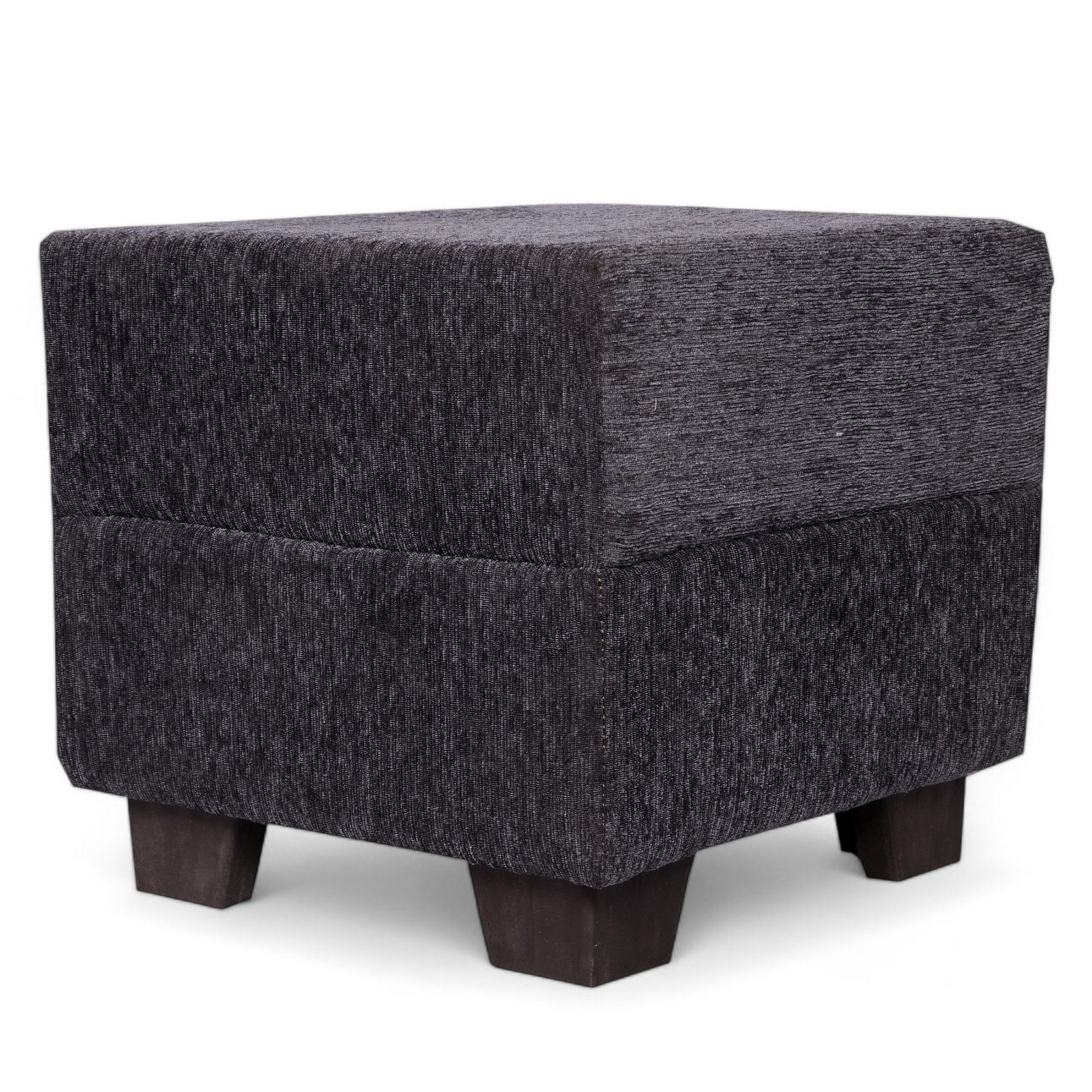 Ikiriya Iris Solid Wood Contemporary Square Set of 2 Pouffees in Anchor Grey Mossy Fabric Upholstery - Image 5