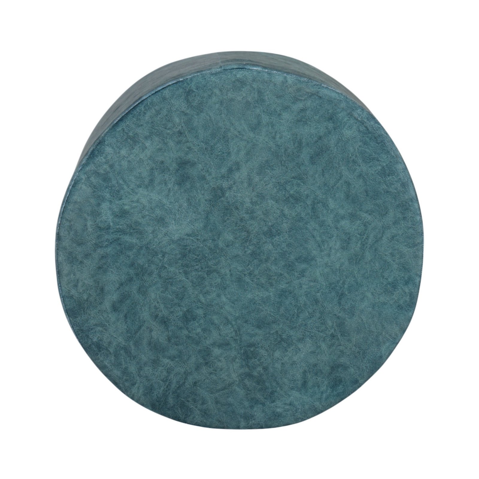 Ikiriya Lisbon Solid Wood Contemporary Round Set of 2 Pouffees in Blue Jacquard Work Fabric Upholstery - Image 4