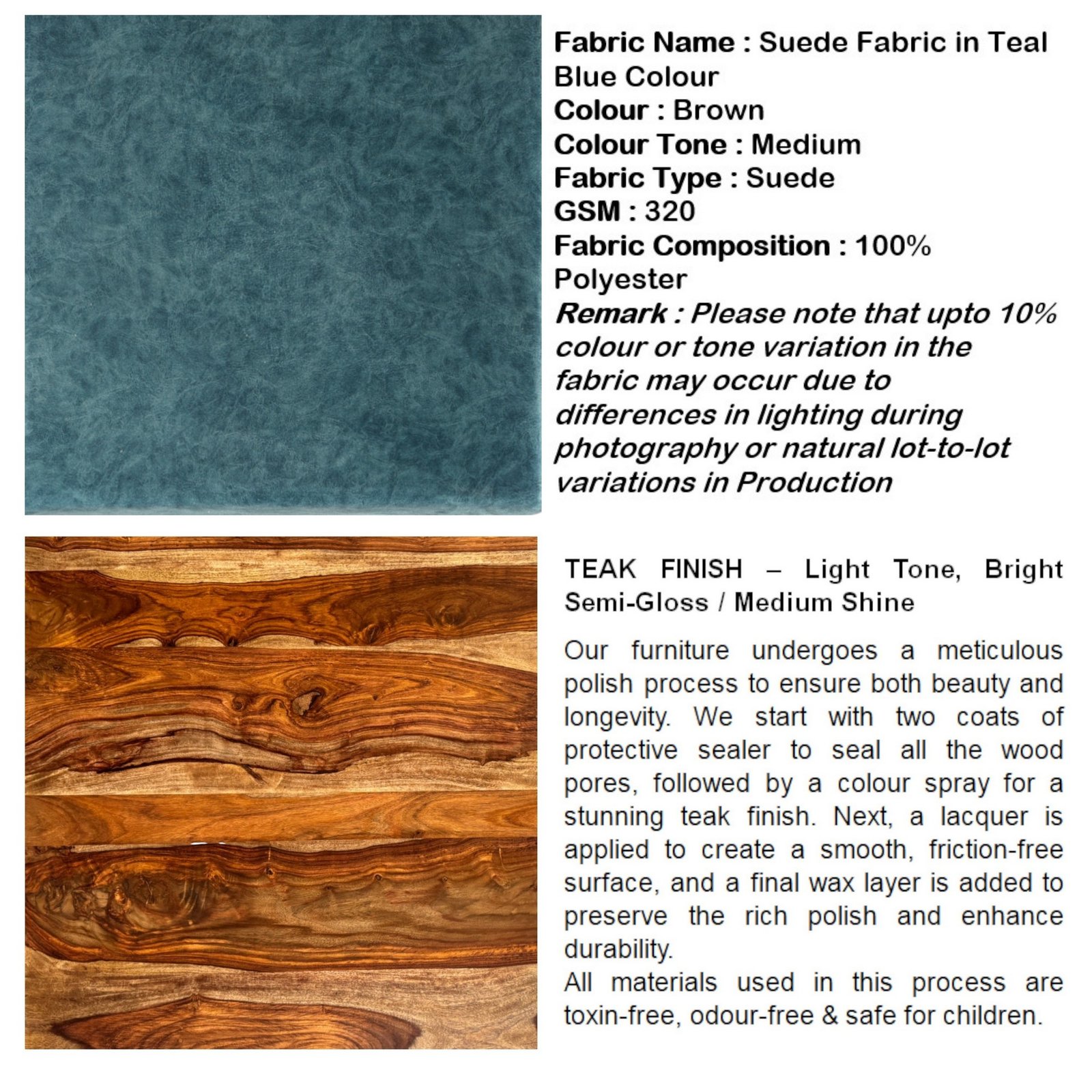 Ikiriya Verona Acacia Wood Accent Square Set of 2 Pouf Stools in Blue Jacquard Work Fabric Upholstery - Image 7