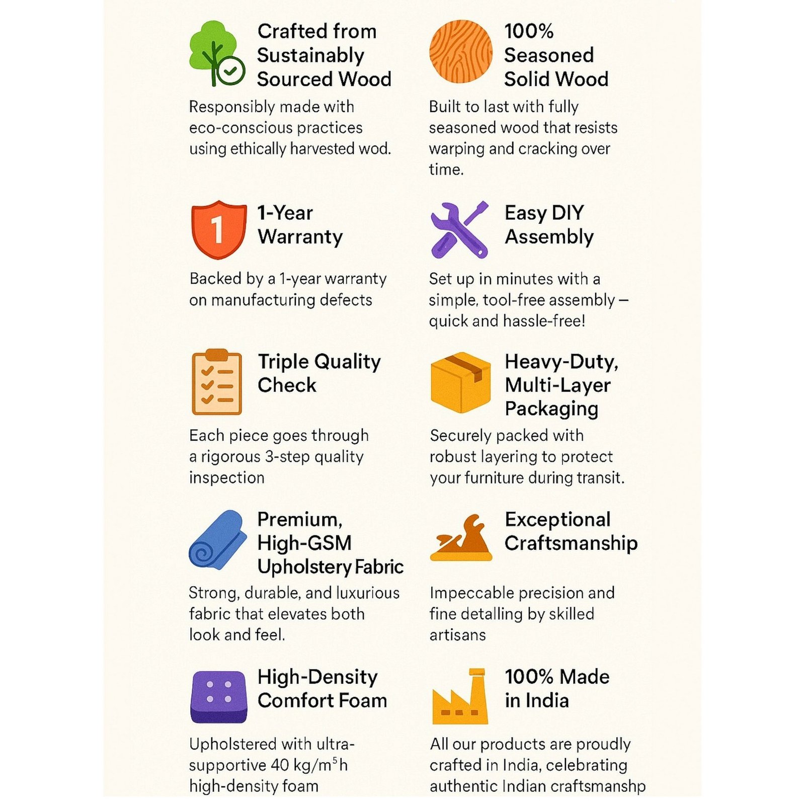 Ikiriya Morgan Acacia Wood Mid Century Round Set of 2 Pouf Stools in Grey Brid Print Kantha Upholstery - Image 7