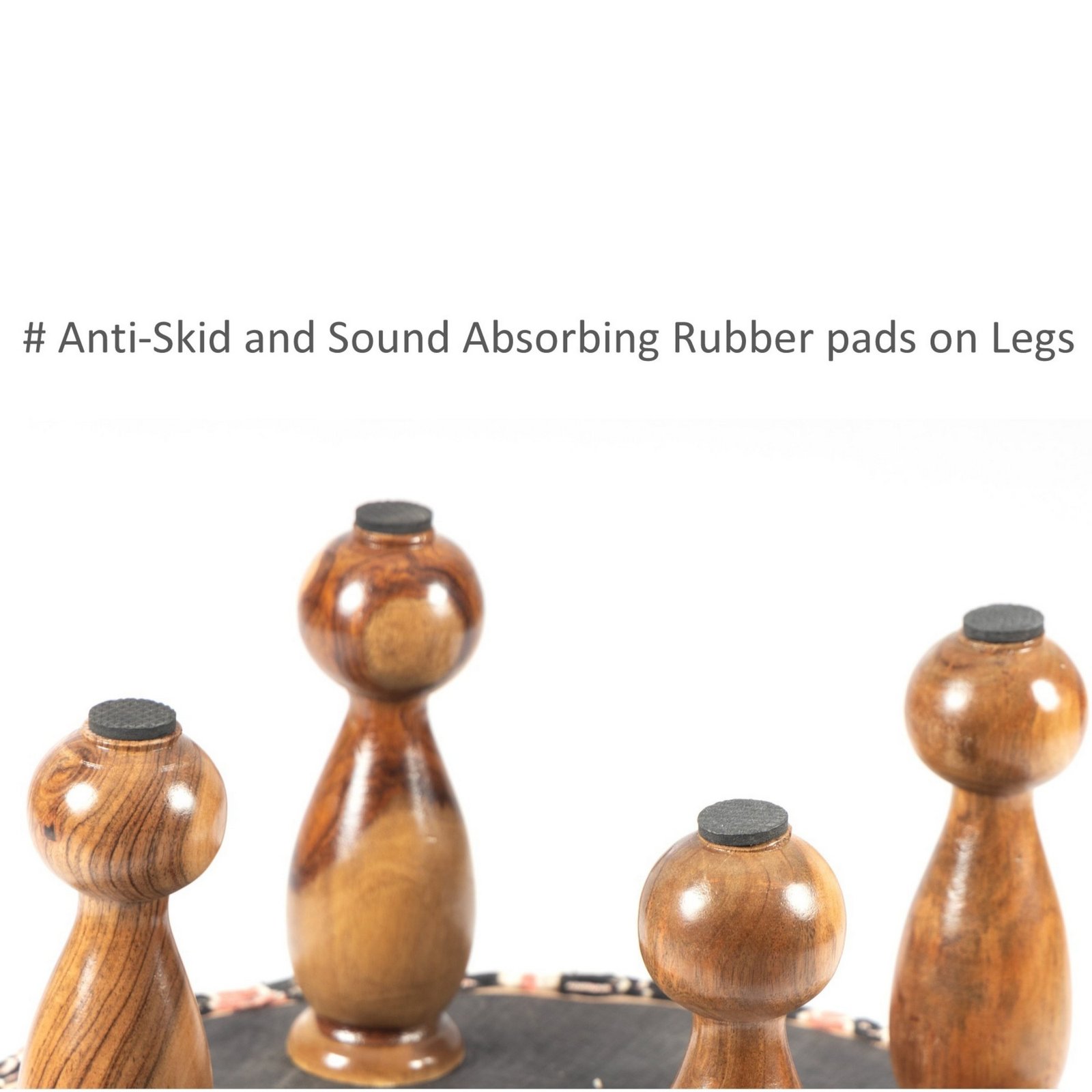 Ikiriya Louisville Acacia Wood Accent Round Pouf Stool in Turquoise Sea Velvet Upholstery - Image 6