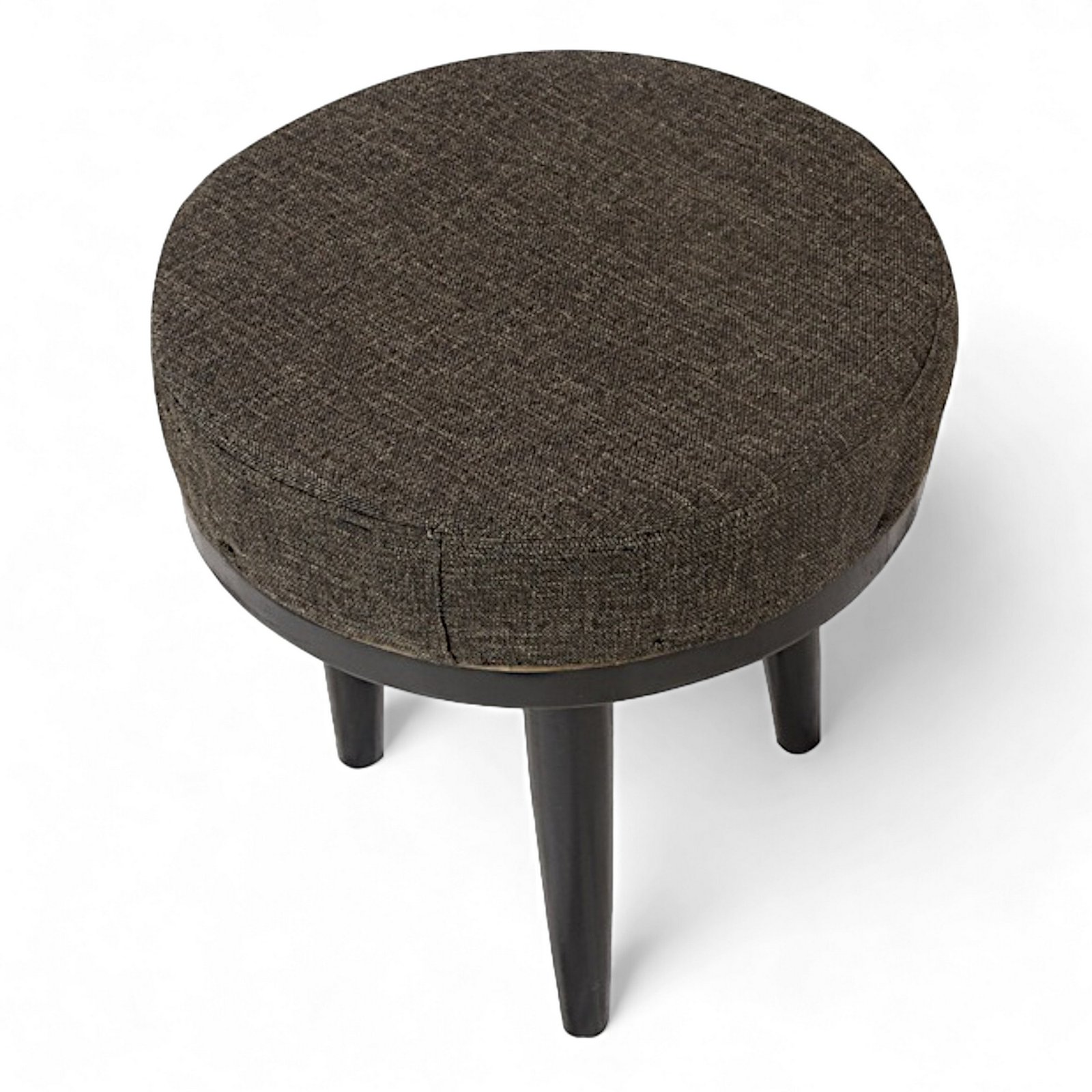 Ikiriya Lisbon Sheesham Wood Accent Round Set of 2 Stools in Jute Brown Upholstery - Image 2