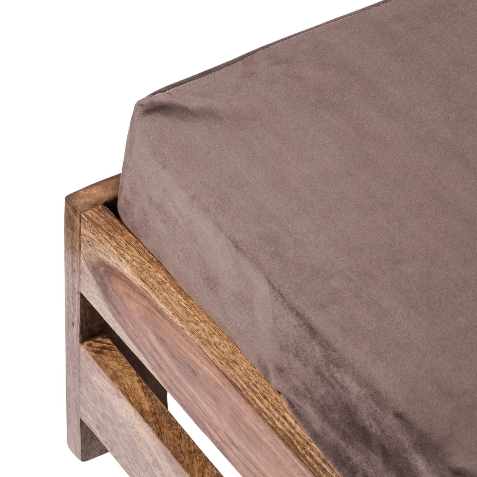 Ikiriya Amber Sheesham Wood Contemporary Square Set of 2 Foot Stools in Teak Finish with Cedar Brown Velvet Cushion - Image 8